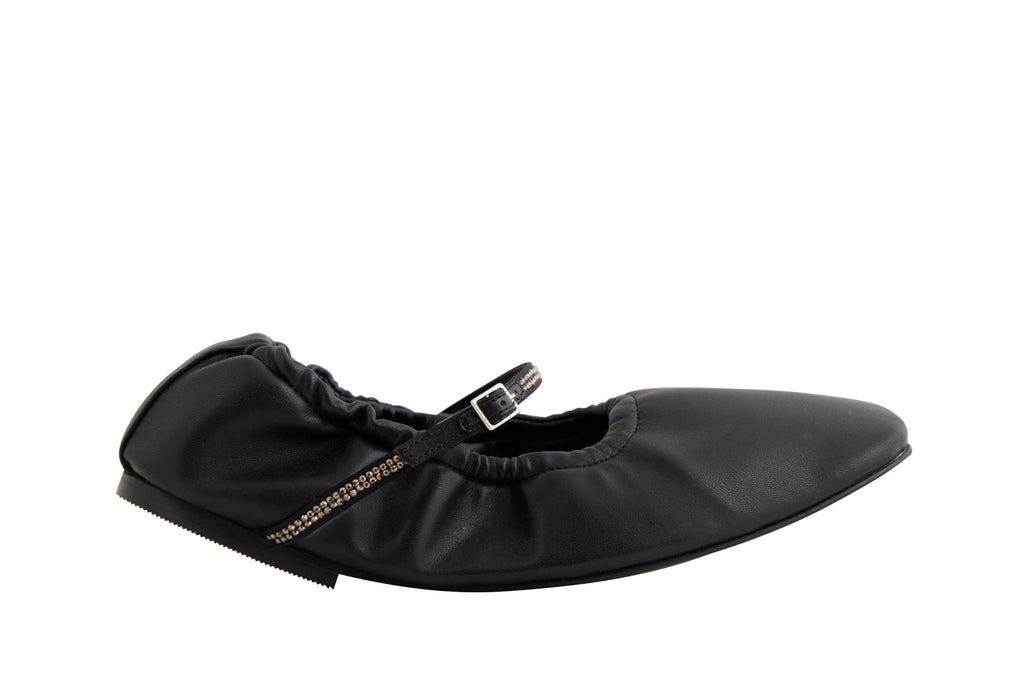 AURORA vegan Mary Jane flat in Black Nappa-Effect with Crystal | AERA