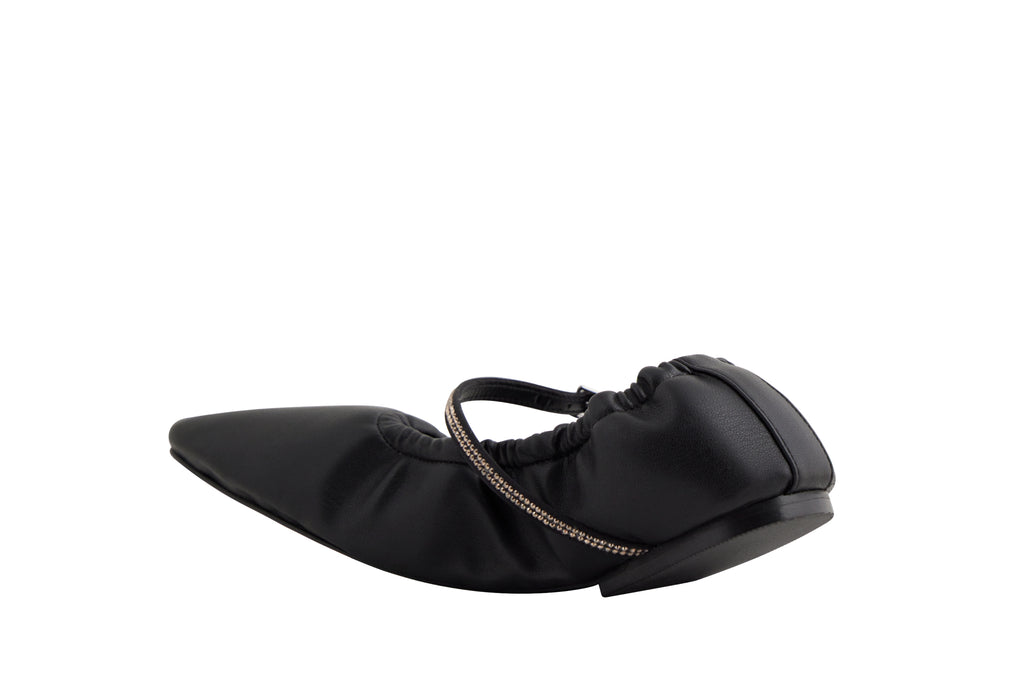 AURORA vegan Mary Jane flat in Black Nappa-Effect with Crystal | AERA
