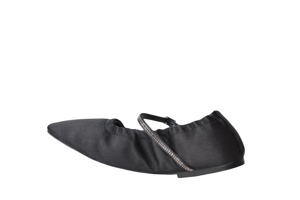 AURORA vegan Mary Jane flat in Black Satin with Crystal AERA