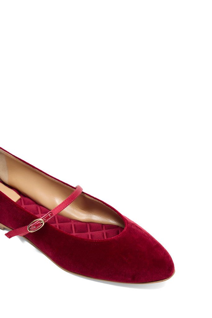 Mina vegan Flat mary jane in Velvep Deep Crimson - Red | AERA