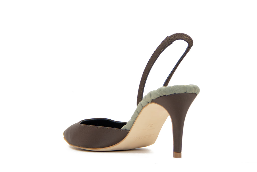 靴 OHGA SATIN RIBON PUMPS ZARA NEW WOMAN HIGH-HEEL SLINGBACK SHOES WITH BOW GREEN 35