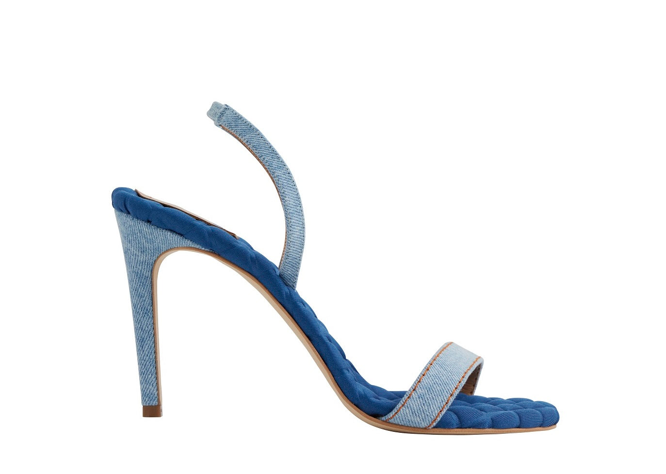 VIVIEN vegan slingback heeled sandal in Blue Denim | AERA