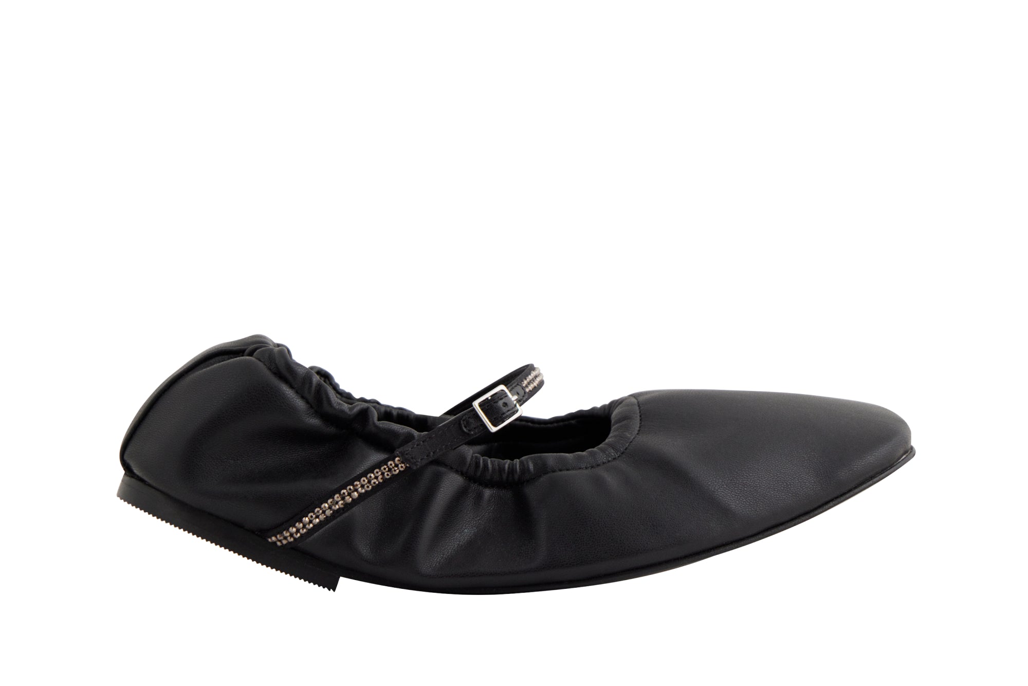 AURORA vegan Mary Jane flat in Black Nappa-Effect with Crystal | AERA