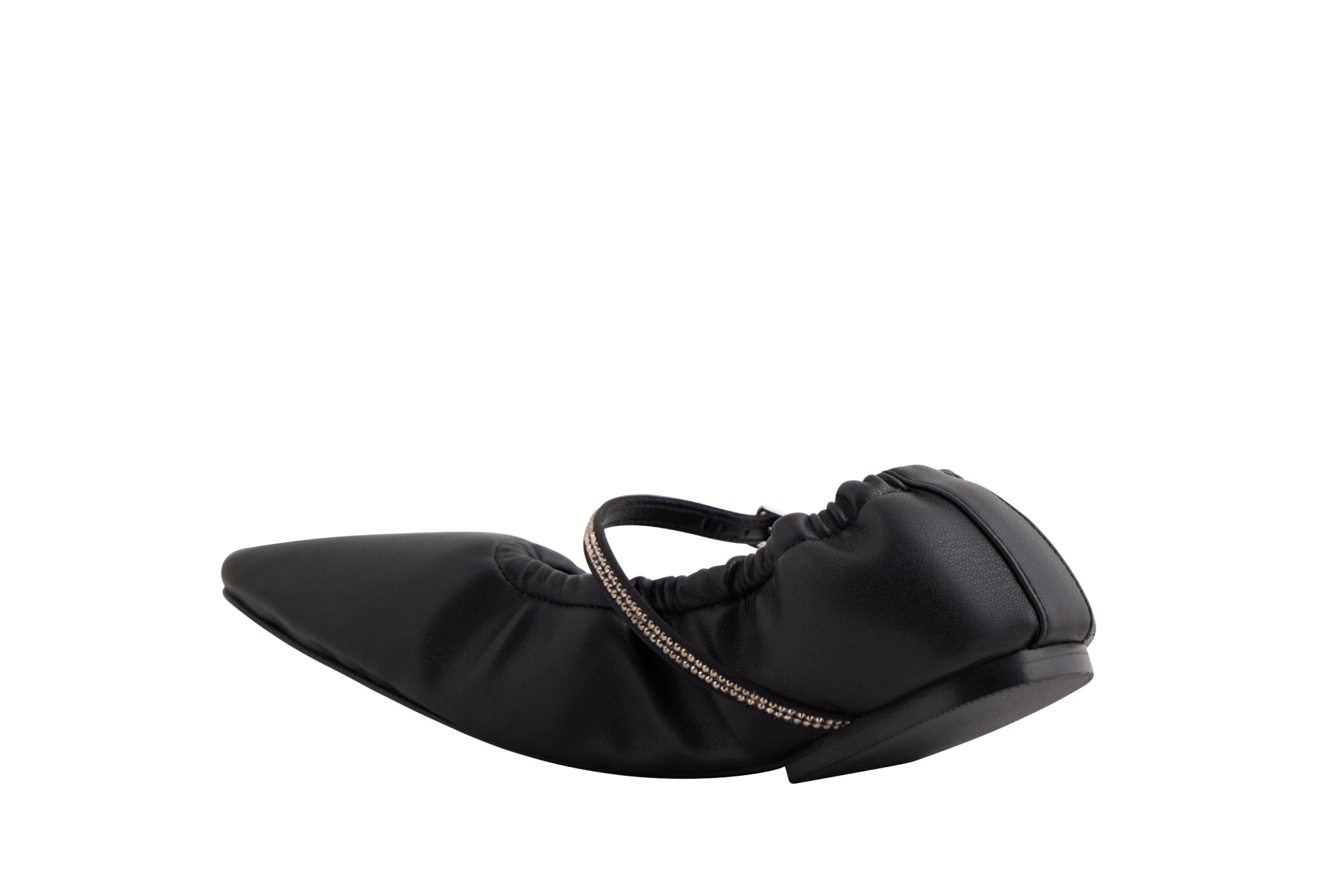 AURORA vegan Mary Jane flat in Black Nappa-Effect with Crystal | AERA