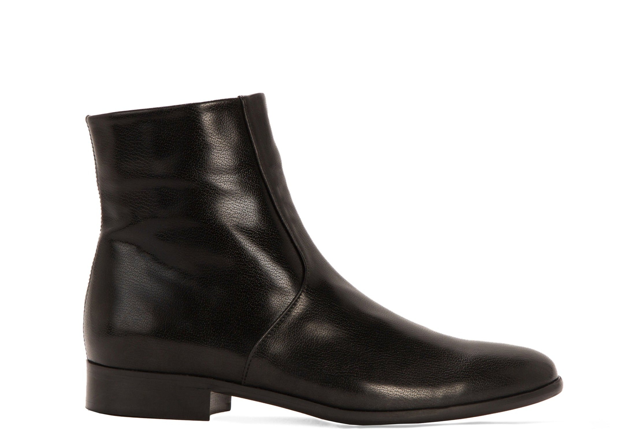 CHARLI Vegan flat ankle Boots in Black Capretto | AERA