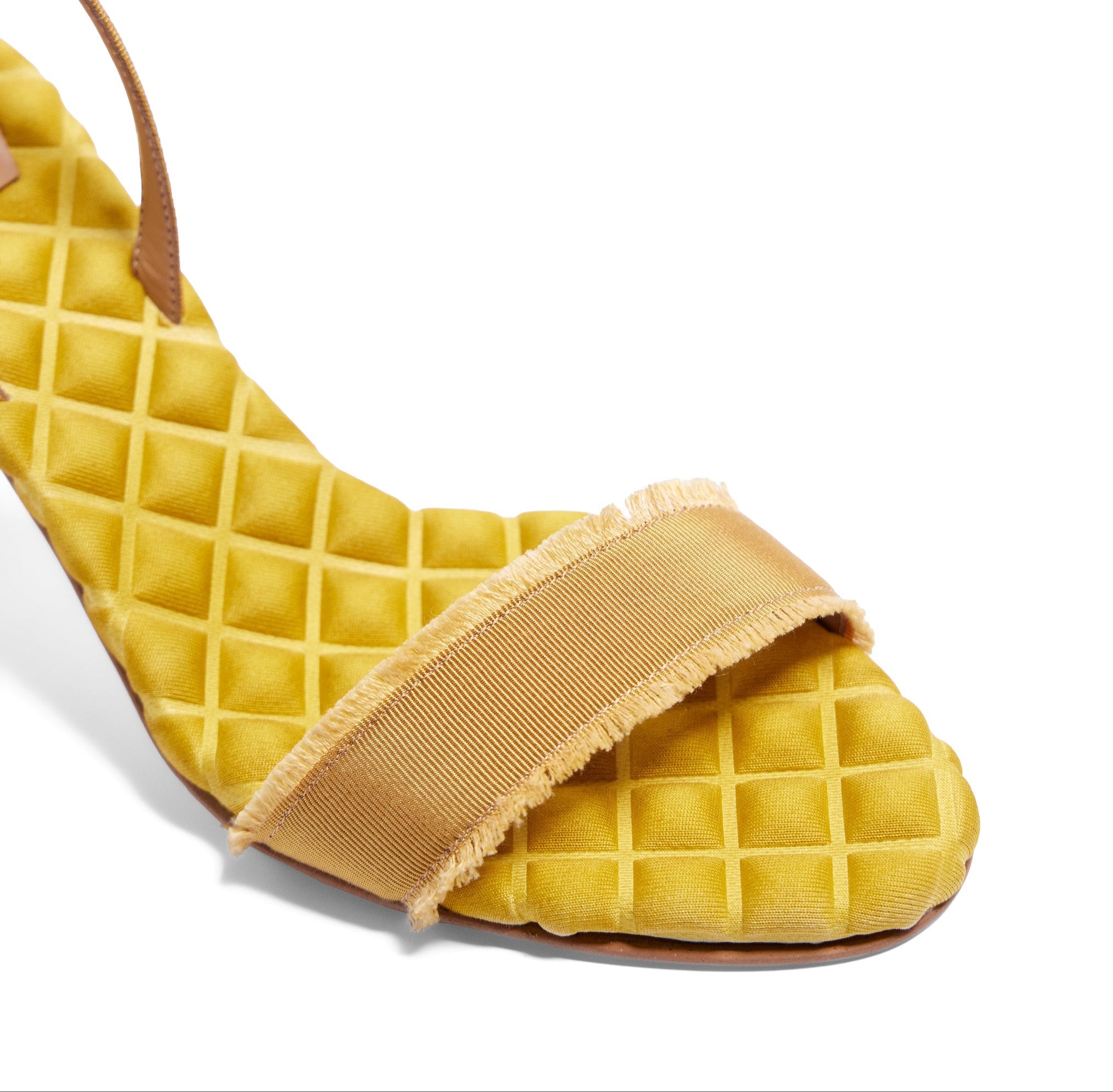 CLAUDIA vegan slingback heeled sandal in Yellow grosgrain | AERA