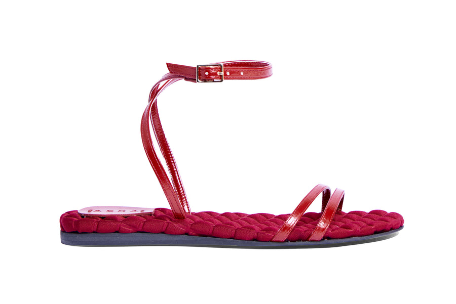 FAYE Cranberry Red Brushed Leather