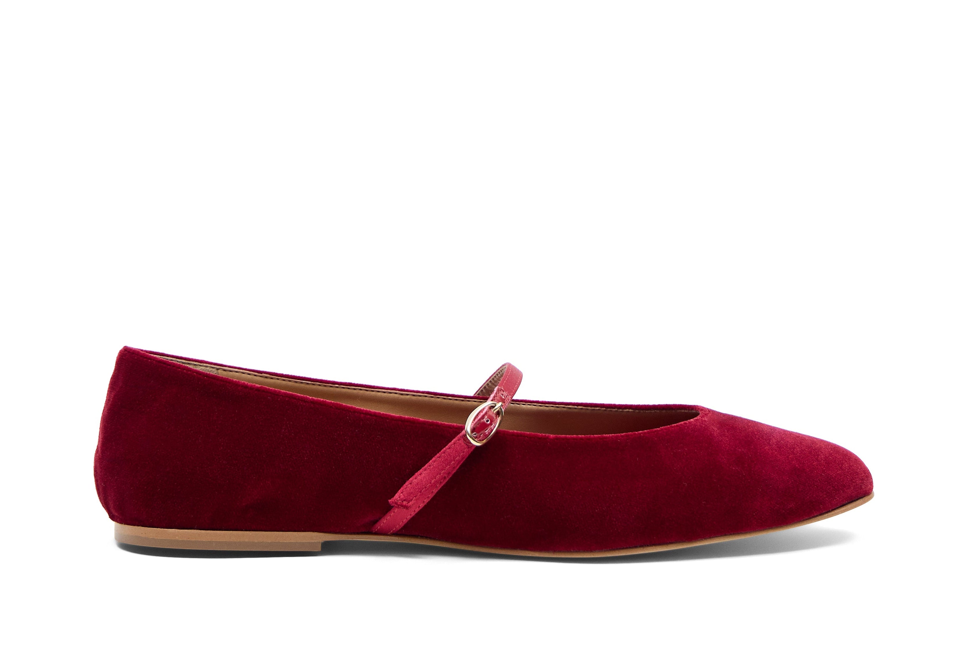 Mina vegan Flat mary jane in Velvep Deep Crimson - Red | AERA