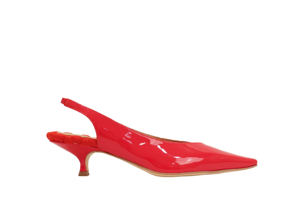 Silvana Vegan Slingback Kitten Heel in Red Patent US 11 It 41 Red