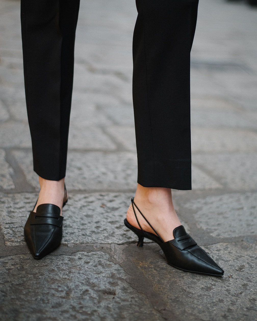 GRACE vegan slingback loafer in Black handcrafted in Italy. US 10.5 / IT 40.5 / Black