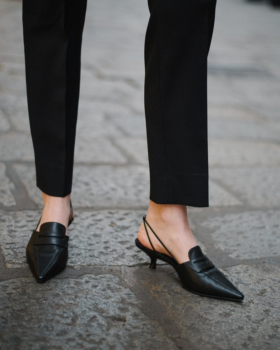 GRACE vegan slingback loafer in Black handcrafted in Italy GRACE vegan slingback loafer in Black handcrafted in Italy