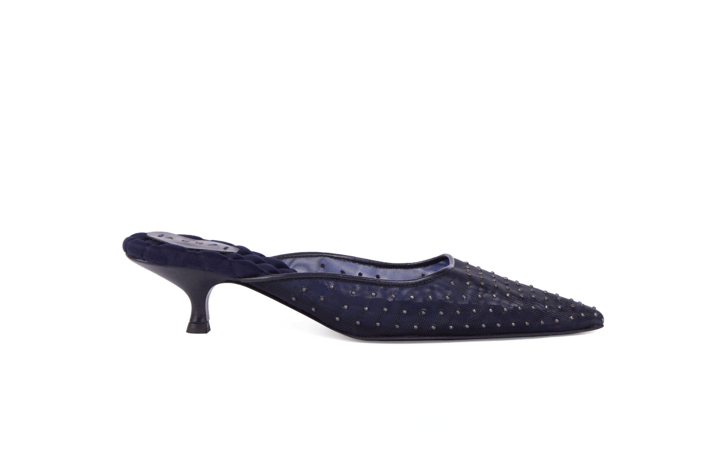 Rosa Vegan Slide Kitten Heel in Navy US 10 / It 40 / Navy, image size:2392x1595