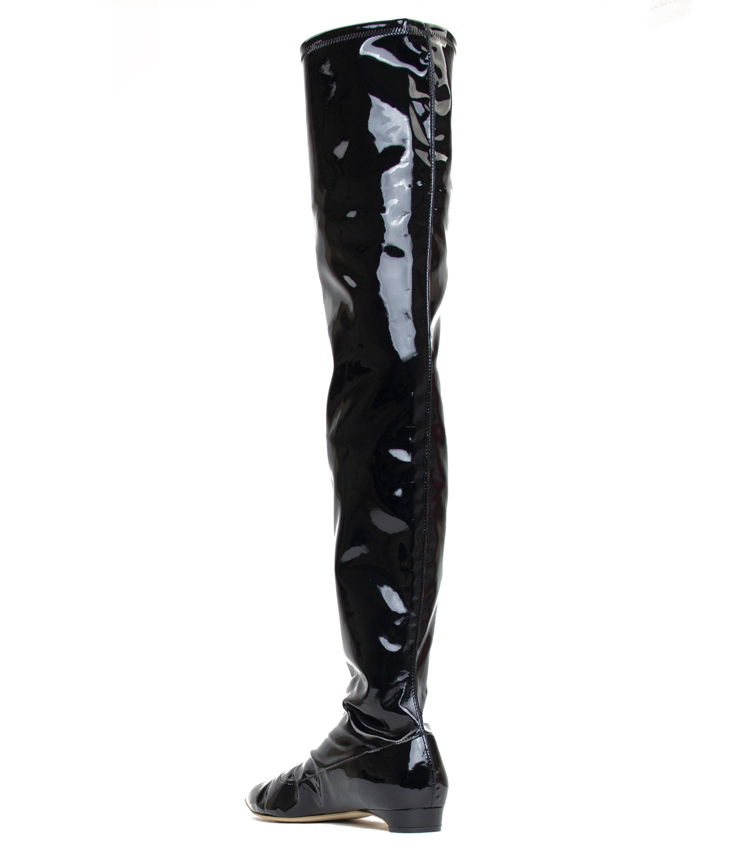 Black patent over knee fashion boots