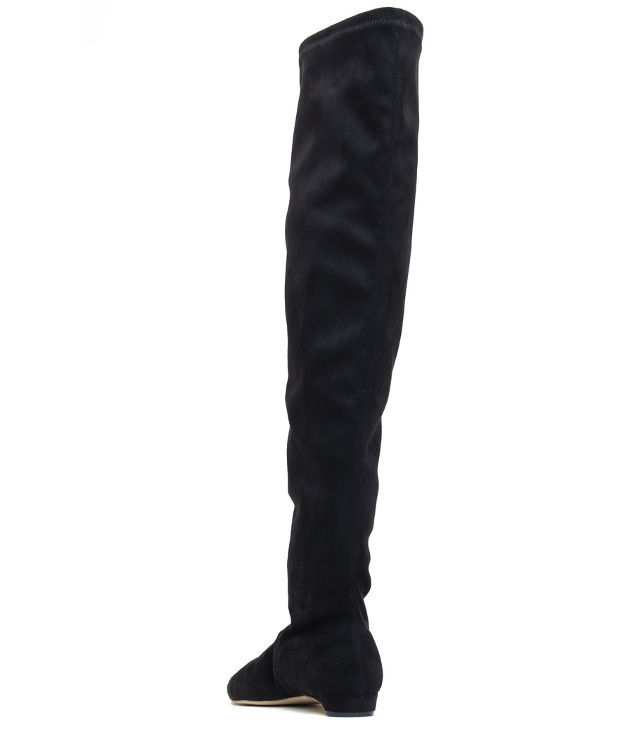 NICOLETTA vegan stretch over-the-knee boot in Black Suede | AERA